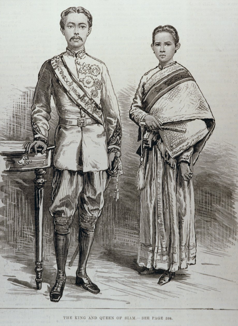 17 जून 1882 को &39;द इलस्ट्रेटेड लंदन न्यूज&39; से स्याम के राजा और रानी द्वारा अंग्रेजी स्कूल