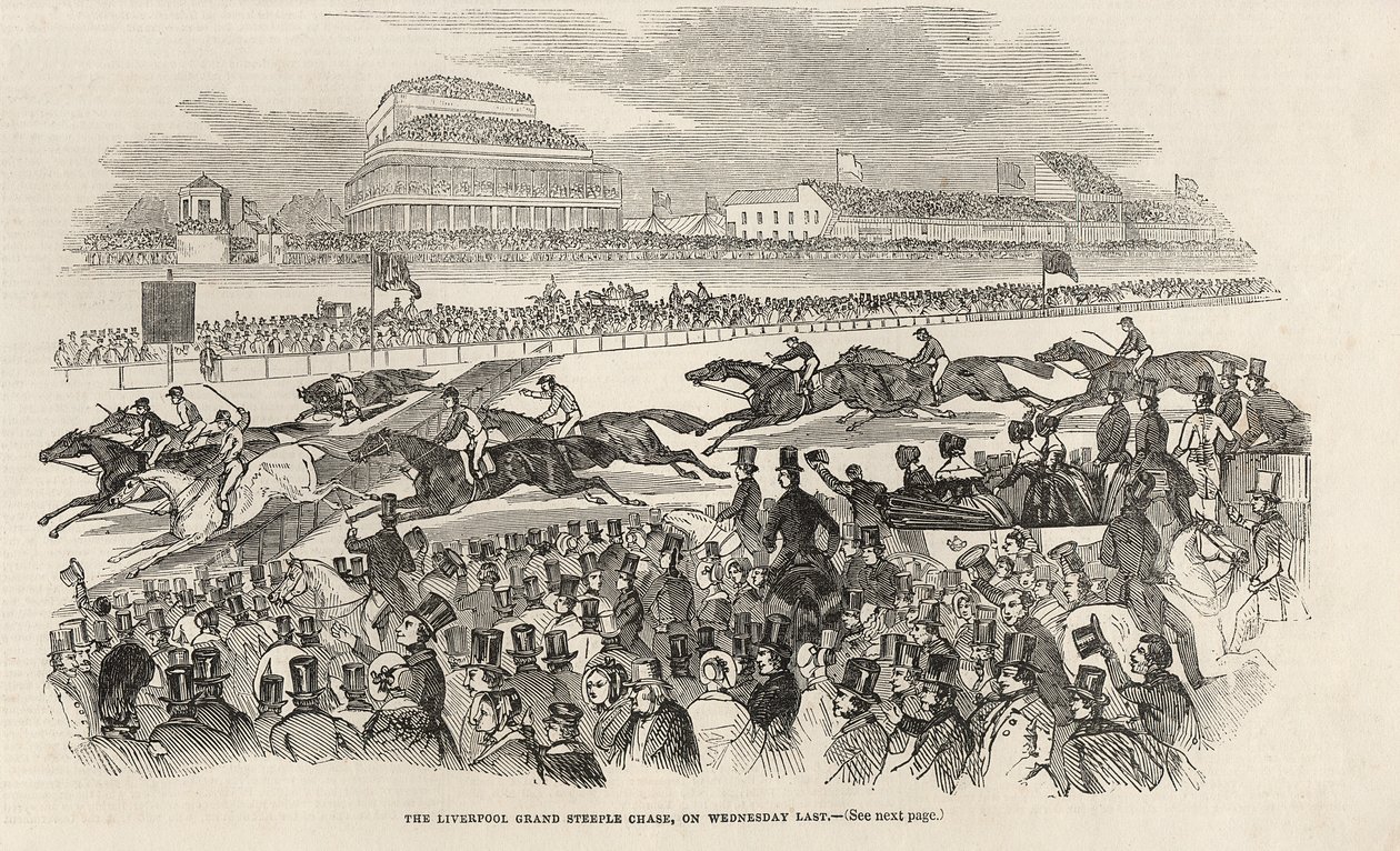 8 मार्च 1845 को &39;द इलस्ट्रेटेड लंदन न्यूज&39; से लीवरपूल ग्रैंड स्टीपल चेज ने बुधवार को अंतिम यात्रा की द्वारा अंग्रेजी स्कूल