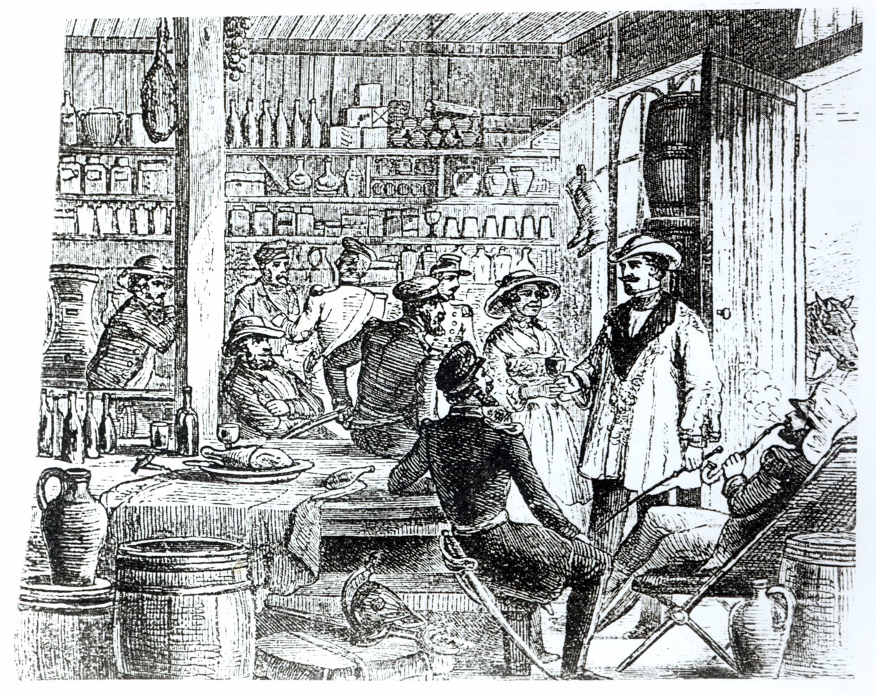 मैरी सीकोल (1805-81) और एलेक्सिस सोयर (1810-57) की बैठक उनके होटल बार, c.1855 में हुई। द्वारा अंग्रेजी स्कूल