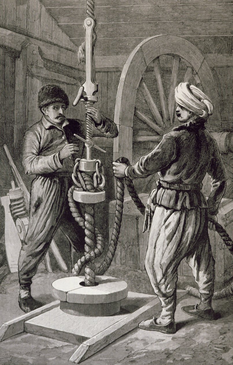 कैस्पियन पर बाकू में पेट्रोलियम वेल्स: &39;द इलस्ट्रेटेड लंदन न्यूज&39; से पेट्रोलियम ऑयल वेल, 6 वीं 1886 में बोरिंग द्वारा अंग्रेजी स्कूल