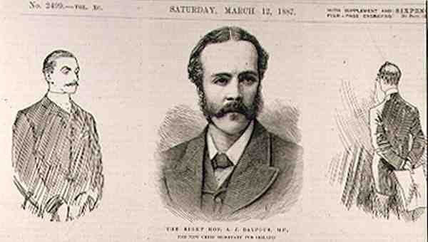 सही सम्मान। AJ Balfour (1848-1930), सांसद, आयरलैंड के नए मुख्य सचिव, द इलस्ट्रेटेड लंदन न्यूज़ से, 12 मार्च, 1887 द्वारा अंग्रेजी स्कूल