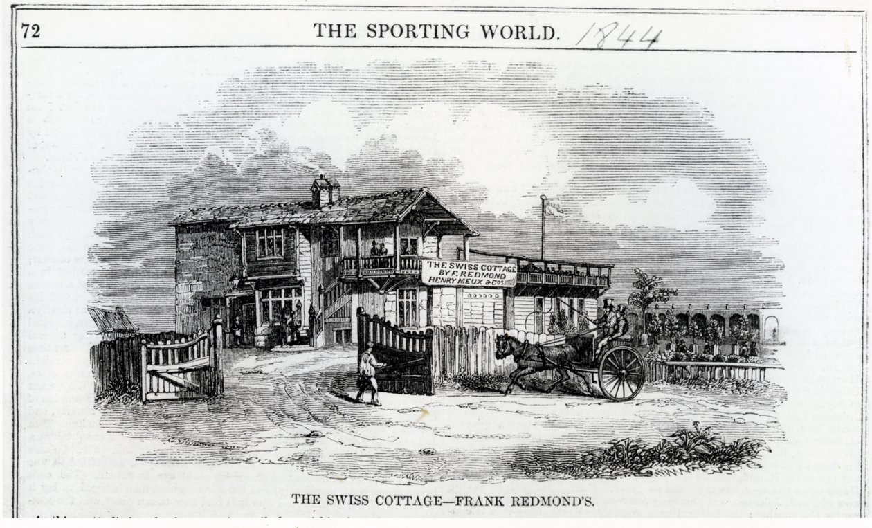 स्विस कॉटेज, &39;द स्पोर्टिंग वर्ल्ड&39;, 1844 से चित्रण द्वारा अंग्रेजी स्कूल