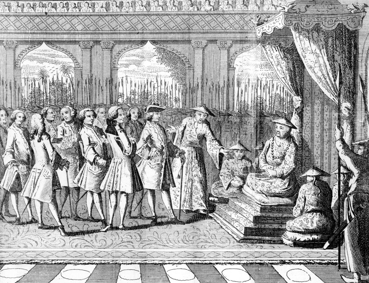 कैंटन का वायसराय &39;जॉर्ज एन्सन की यात्रा से दुनिया भर में वर्ष 1740-1744&39; में कमोडोर एंसन को श्रोता देता है द्वारा अंग्रेजी स्कूल