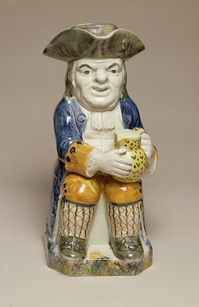 टोबी जुग, स्टैफ़र्डशायर में बनाया गया, c.1790-1810 (मिट्टी के बरतन) द्वारा अंग्रेजी स्कूल