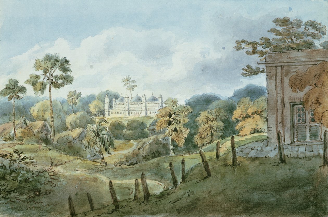 मोंघी (मुंगेर) के कप्तान विलियम्स बंगले से देखें, c.1808 (wc) द्वारा अंग्रेजी स्कूल