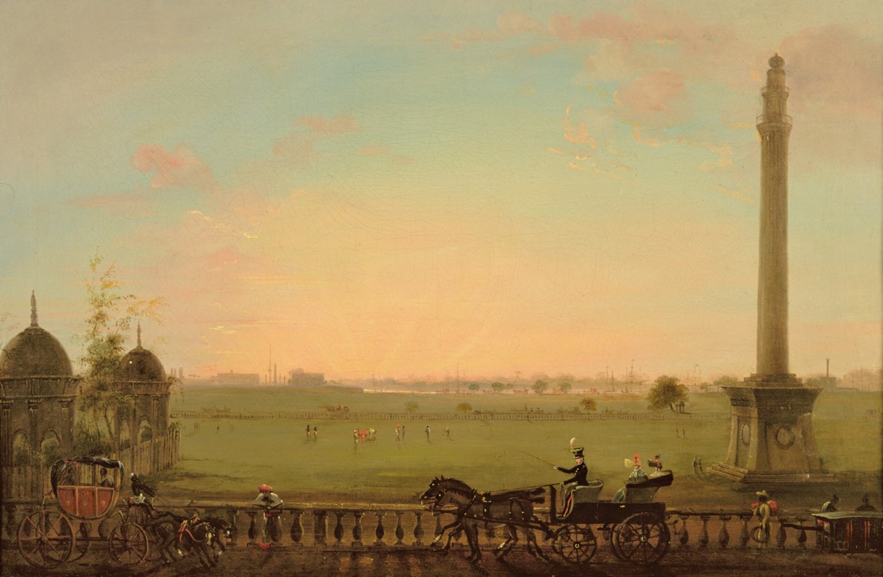 चौरंगी रोड, कलकत्ता से हुगली नदी की ओर देखें, c.1840 द्वारा अंग्रेजी स्कूल