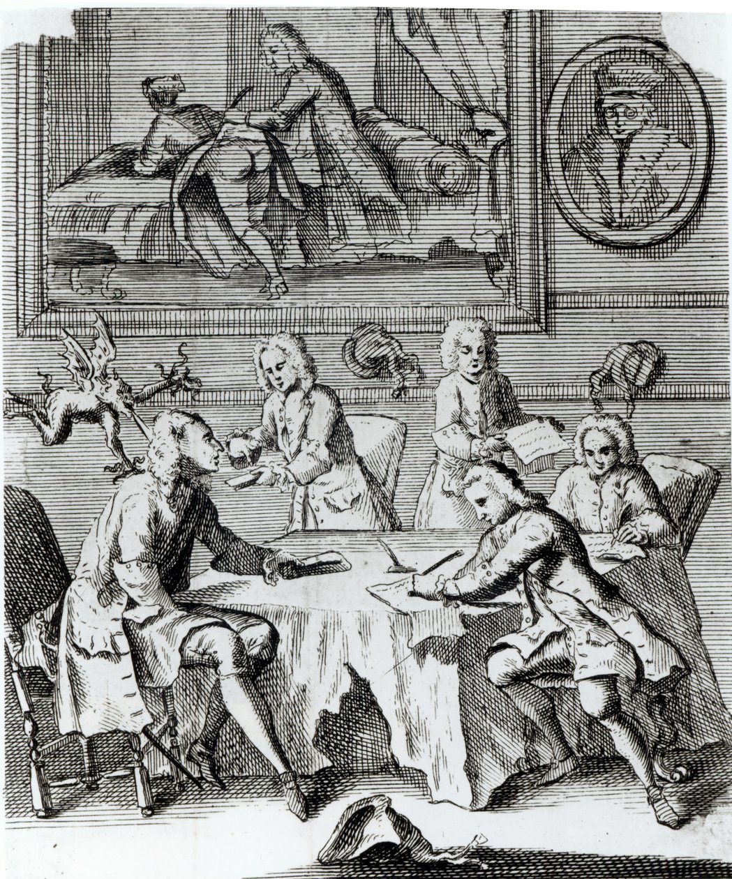 यूट्रेक्ट की संधि के लिए वार्ता पर पूर्ण व्यंग्य, c.1713 द्वारा अंग्रेजी स्कूल