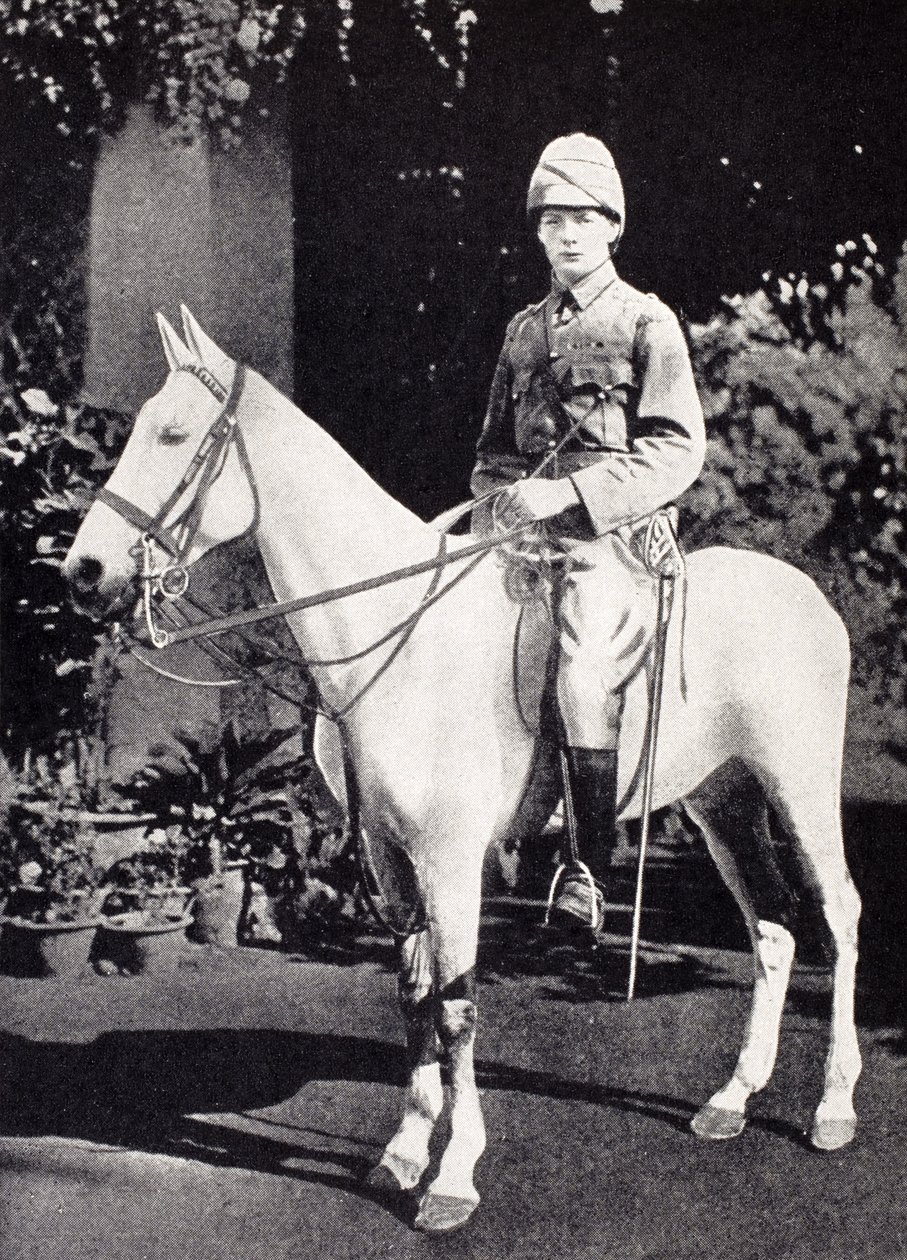 विंस्टन चर्चिल ने घोड़े पर बंगलौर, भारत में 1897 में, &39;ए रोविंग कमीशन बाय विंस्टन एस चर्चिल&39;, स्क्रिपर द्वारा प्रकाशित किया, 1930 द्वारा अंग्रेजी स्कूल