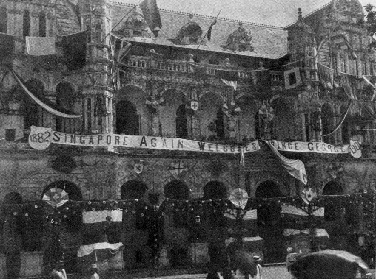 सिंगापुर हॉल पर सजावट, द किंग से चित्रण, 25 मई 1901 द्वारा अंग्रेजी फोटोग्राफर