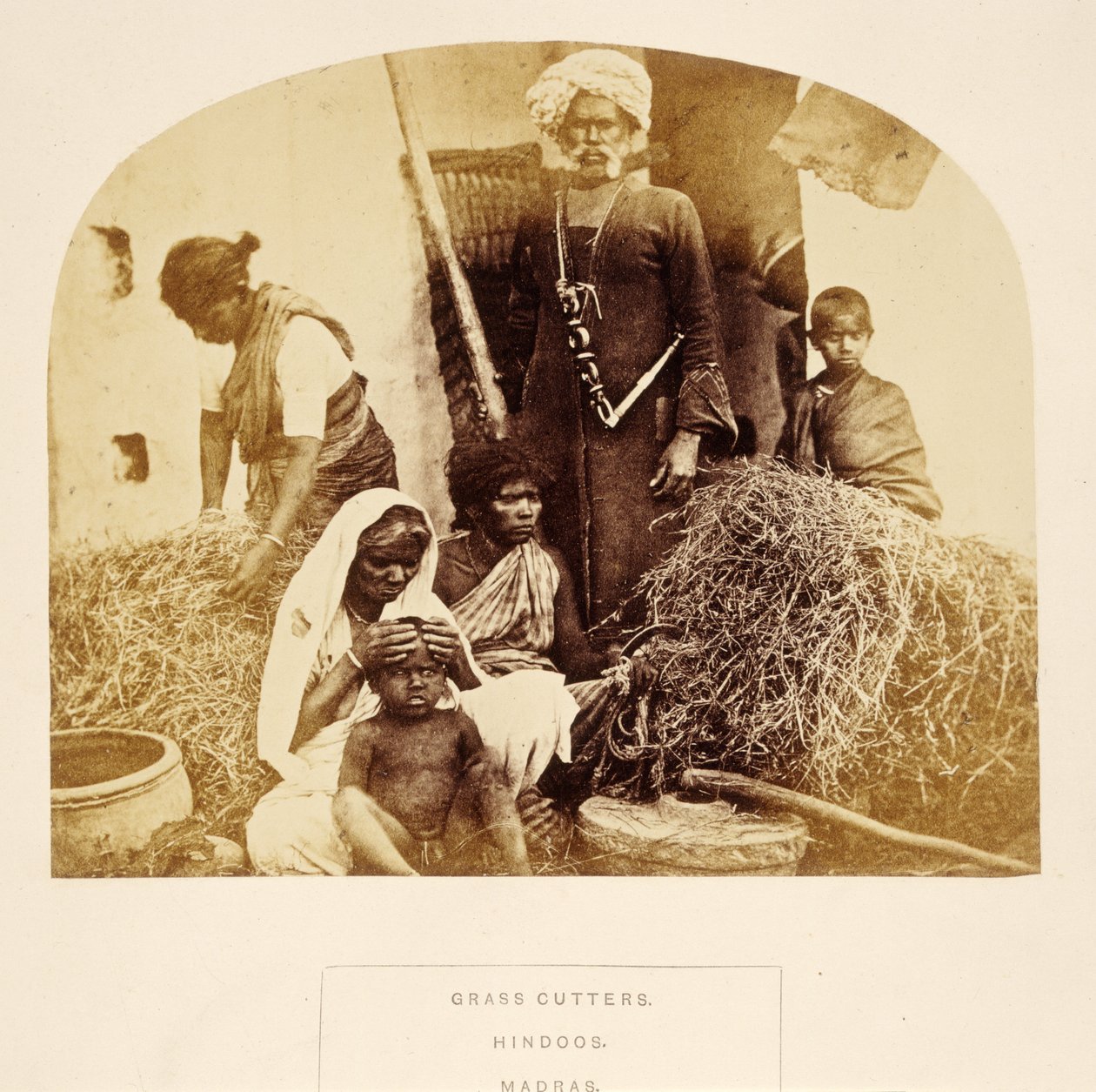 जी फोर्ब्स वॉटसन द्वारा ग्रास कटर, हिंडो, मद्रास, द पीपल ऑफ इंडिया, 1868 (एल्बमसेन) प्रकाशित द्वारा अंग्रेजी फोटोग्राफर