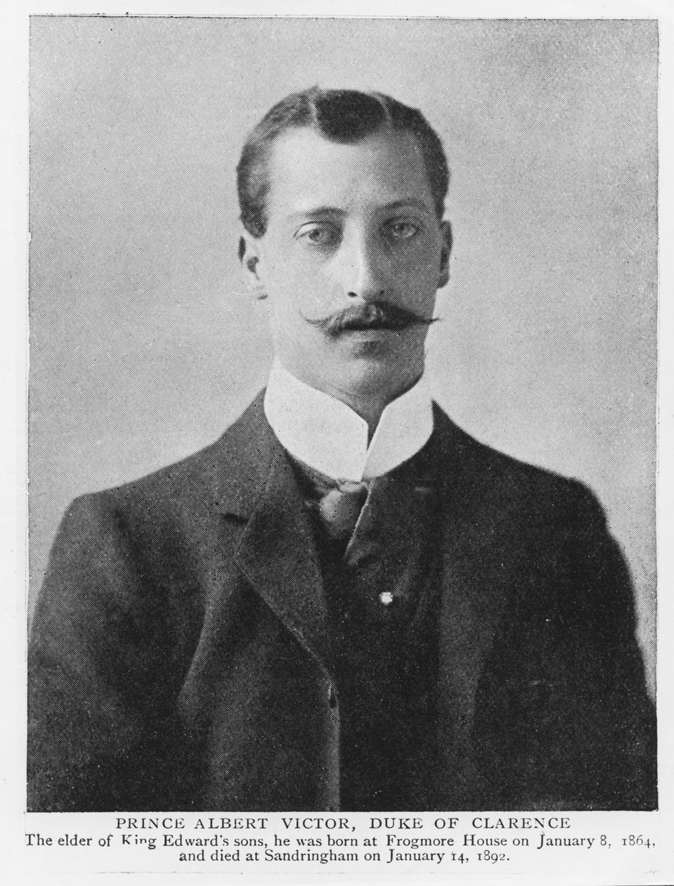 प्रिंस अल्बर्ट विक्टर, ड्यूक ऑफ क्लेरेंस और एवोंडेल (1864-92) (बी/डब्ल्यू फोटो) द्वारा अंग्रेजी फोटोग्राफर