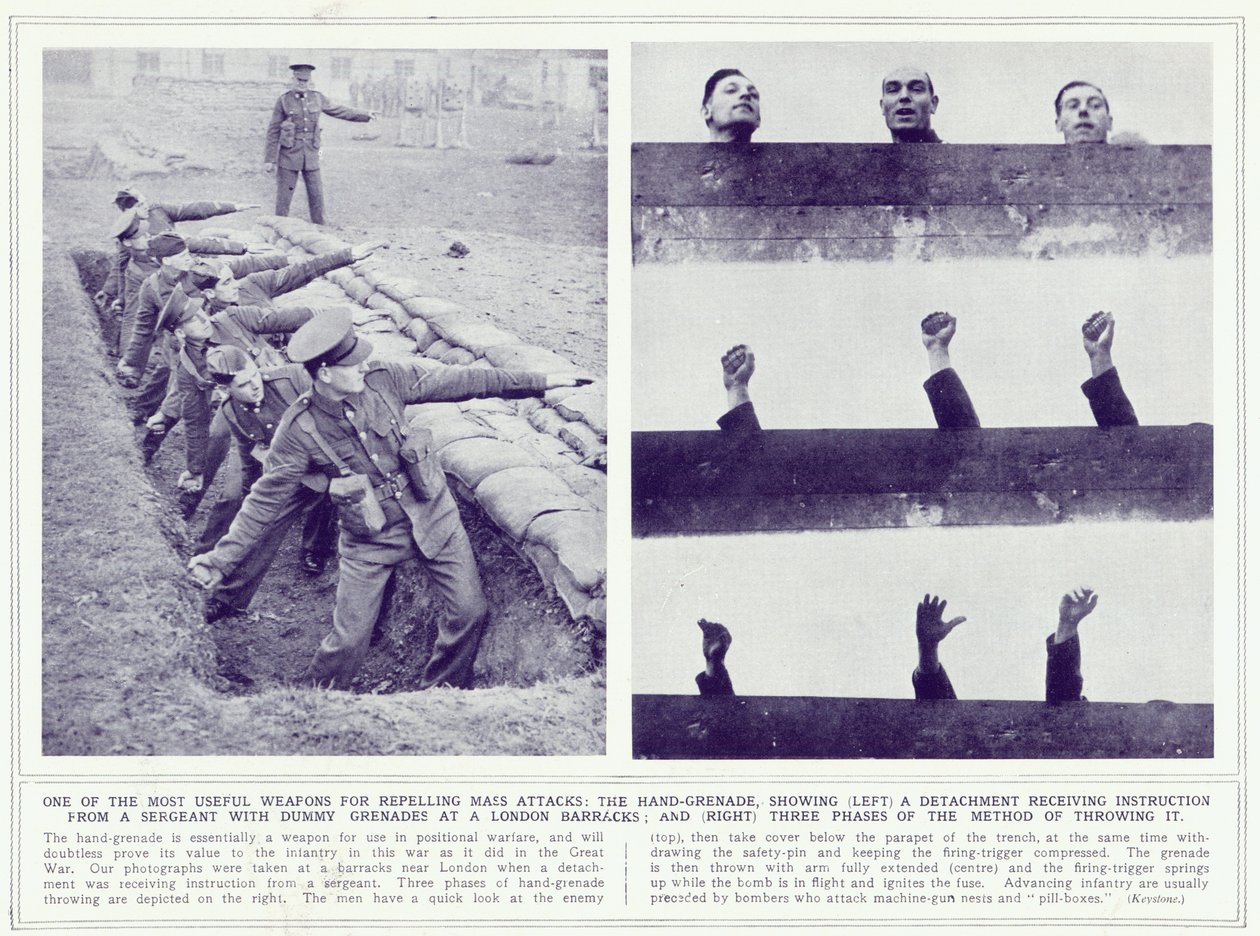 द इलस्ट्रेटेड वॉर न्यूज से हैंड ग्रेनेड, 22 नवंबर 1939 को प्रकाशित हुआ द्वारा अंग्रेजी फोटोग्राफर