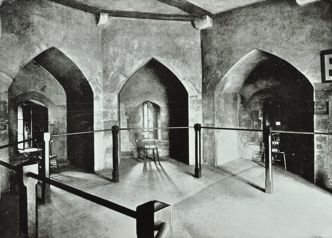 टॉवर ऑफ लंदन, टॉवर हिल: 1895 में बेउचम्प टॉवर में राज्य जेल कक्ष द्वारा अंग्रेजी फोटोग्राफर