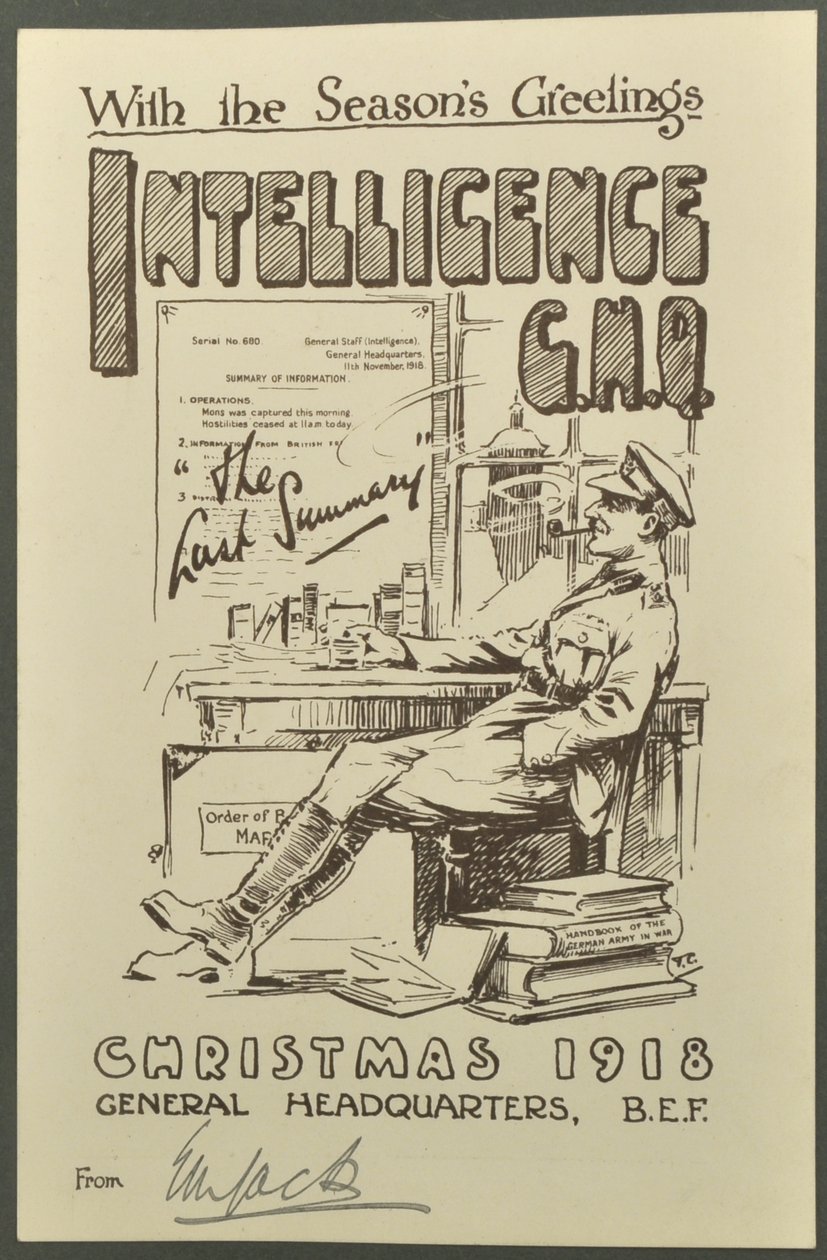 सीज़ ग्रीटिंग्स के साथ, इंटेलिजेंस जीएचक्यू, क्रिसमस 1918 ईएम जैक, 1918 से द्वारा अंग्रेजी फोटोग्राफर