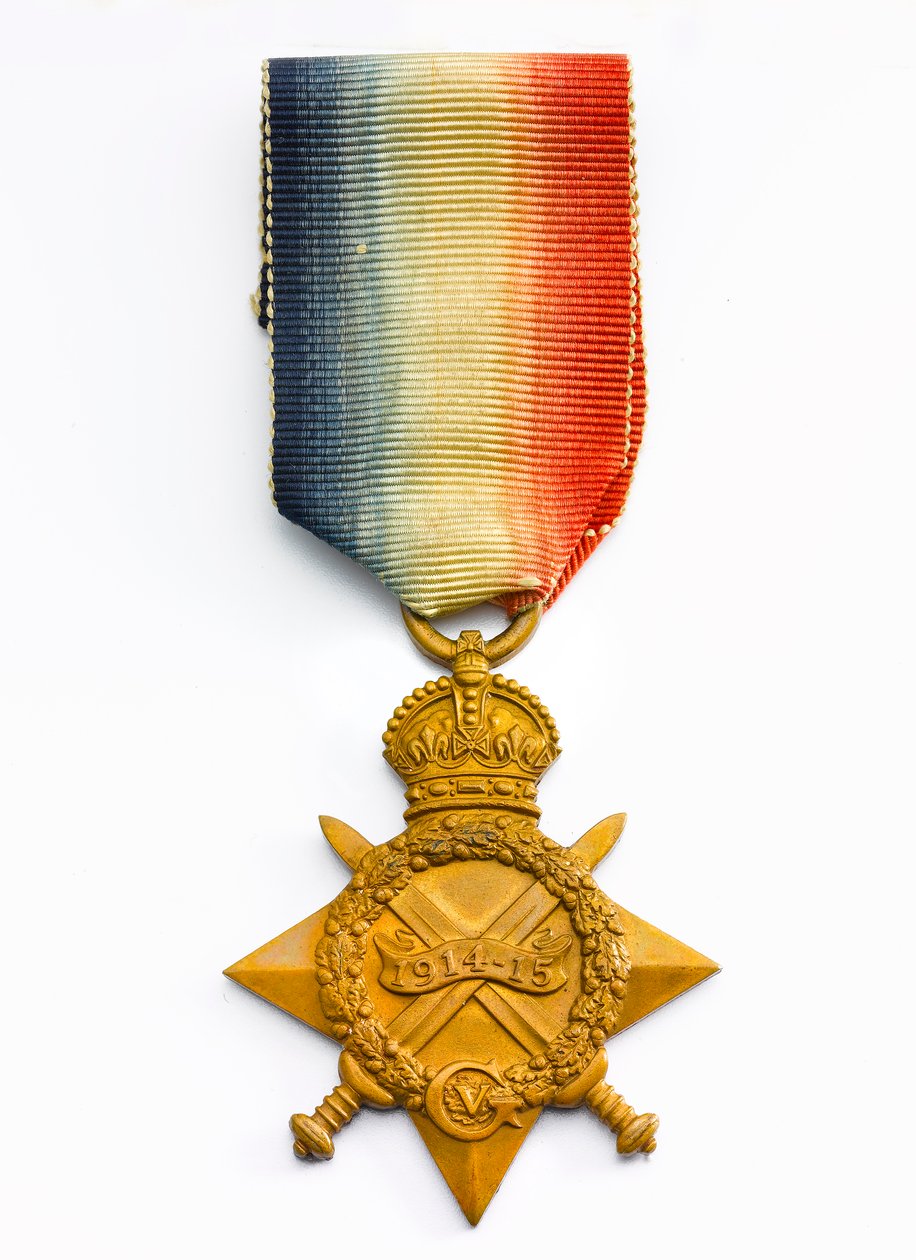 1914-15 स्टार, c.1918 (रेशम रिबन के साथ कांस्य) द्वारा अंग्रेजी स्कूल