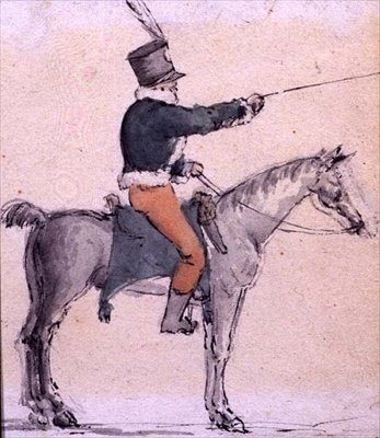 घोड़े की पीठ पर एक लड़का सैनिक, c.1820 (कागज पर पानी के रंग का) द्वारा अंग्रेजी स्कूल