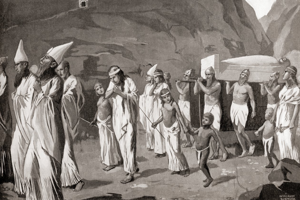 एक फोनीशियन अंतिम संस्कार जुलूस, हचिंसन हिस्ट्री ऑफ द नेशंस से, पब.1915 द्वारा अंग्रेजी स्कूल
