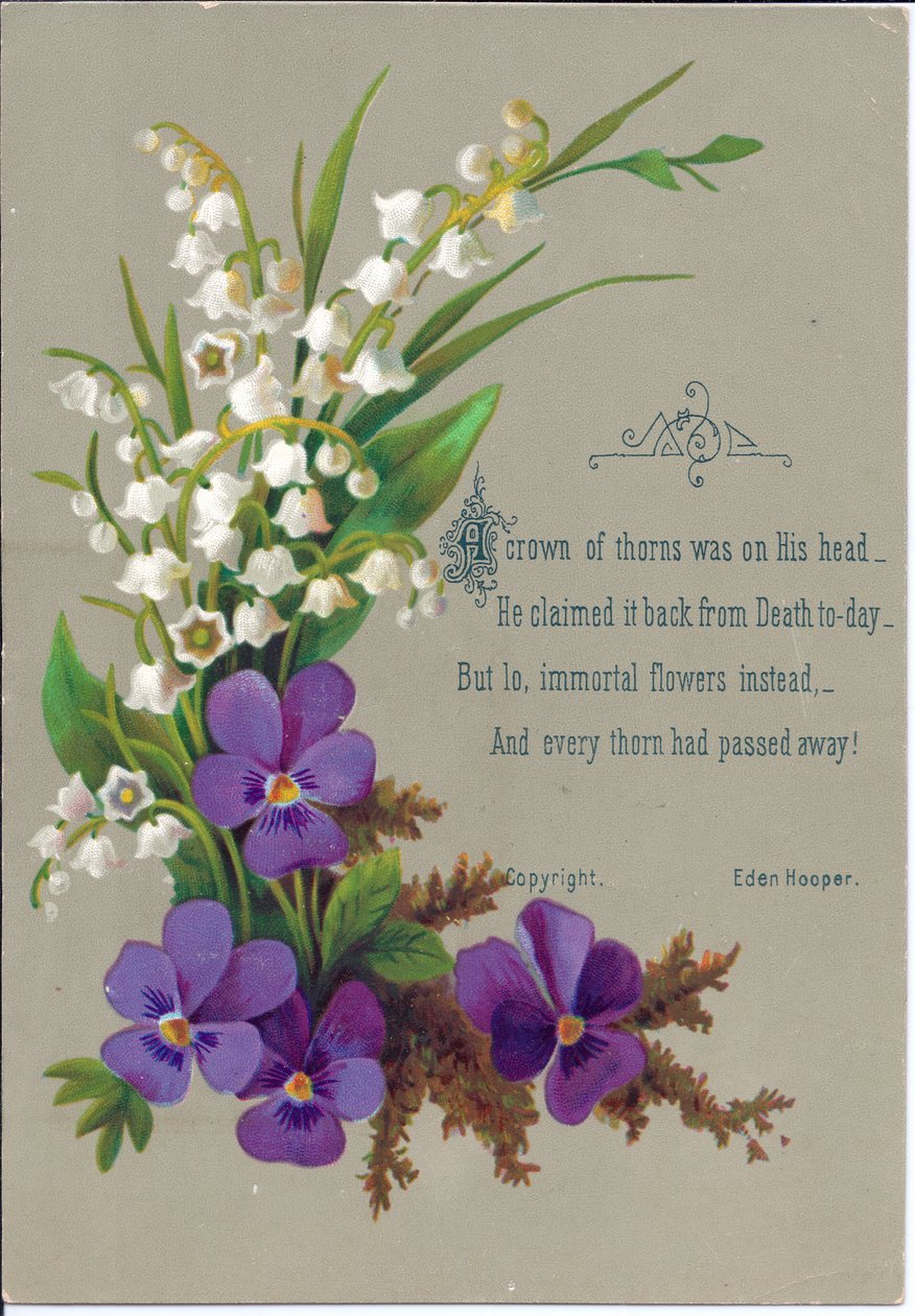 Violets और Snowdrops का एक विक्टोरियन ग्रीटिंग कार्ड, लगभग 1880 द्वारा अंग्रेजी स्कूल