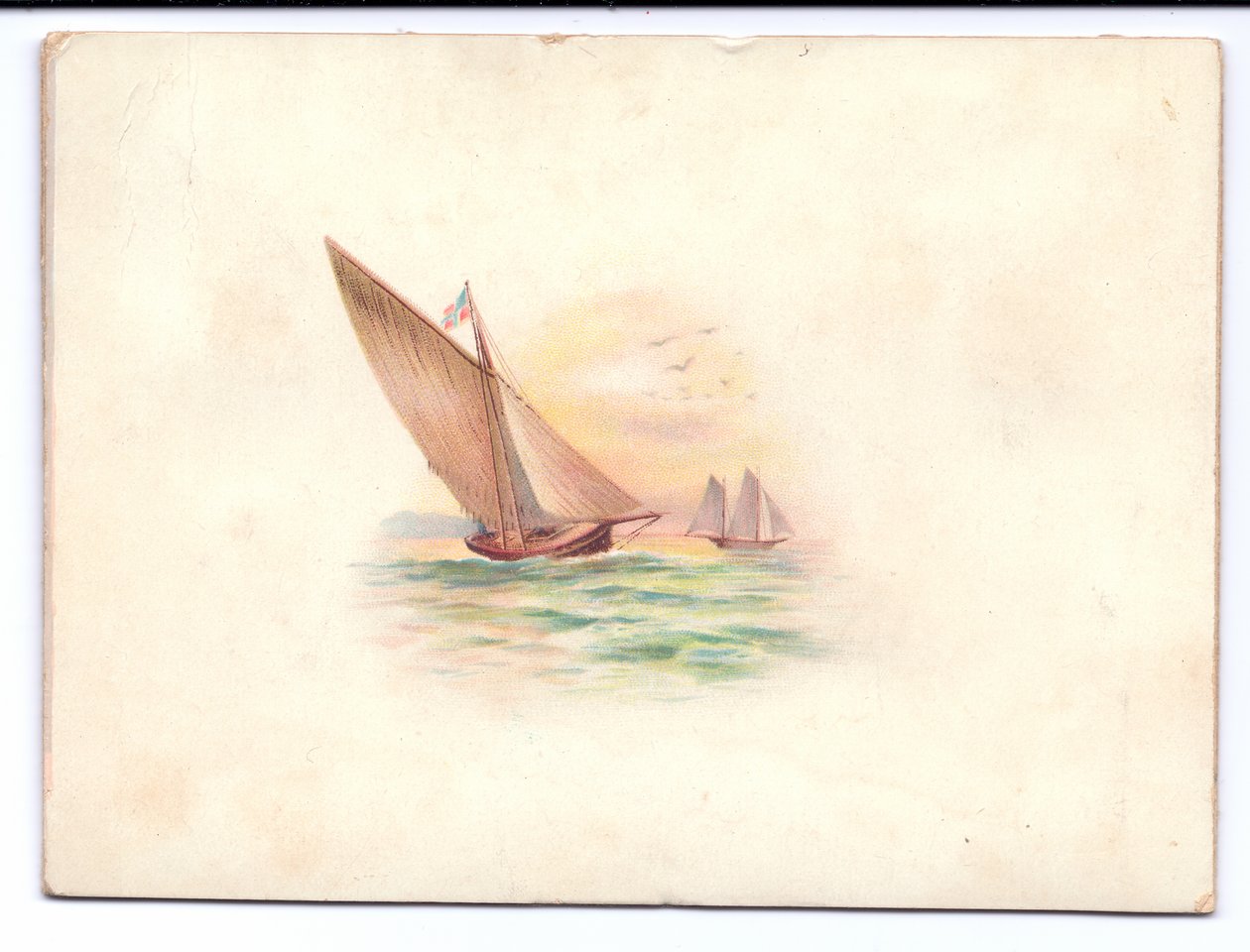चांदनी में नौकायन नौकाओं के साथ एक विक्टोरियन नव वर्ष कार्ड, c.1895 द्वारा अंग्रेजी स्कूल