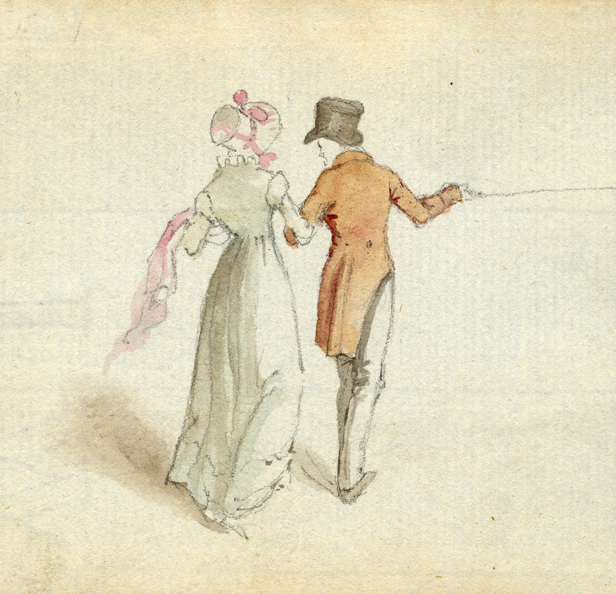 कुछ टहलते हुए, c.1825 (कागज पर wc) द्वारा अंग्रेजी स्कूल