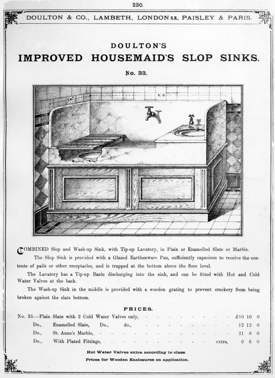 &39;डॉल्टन इम्प्रूव्ड हाउसमेड्स स्लोप सिंक&39; का विज्ञापन, c.1880s द्वारा अंग्रेजी स्कूल