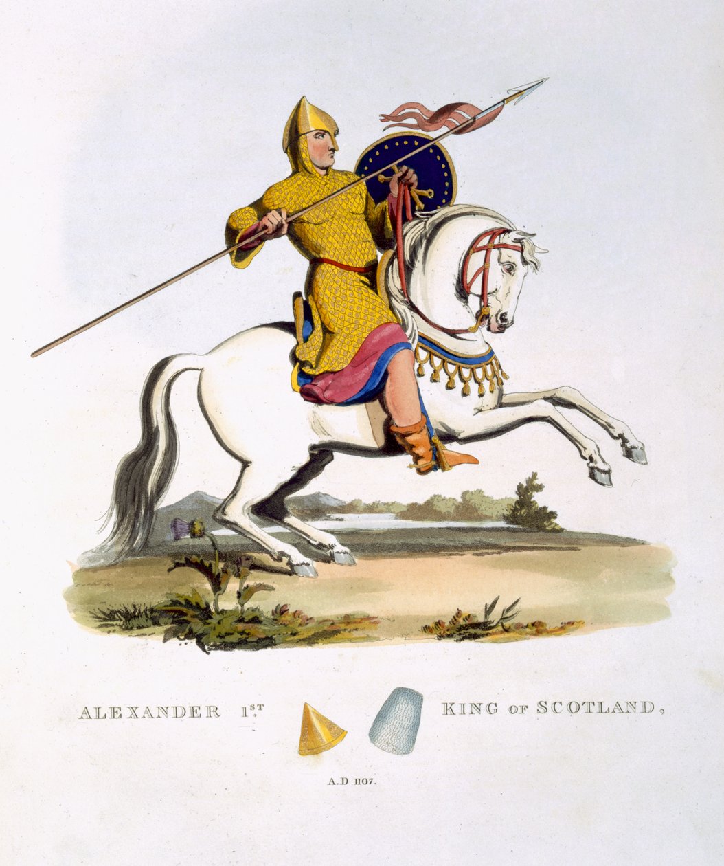 अलेक्जेंडर I, स्कॉटलैंड के राजा (c.1080-1124), 1107, प्राचीन कवच से, शमूएल रश मैरिक द्वारा, 1824 द्वारा अंग्रेजी स्कूल