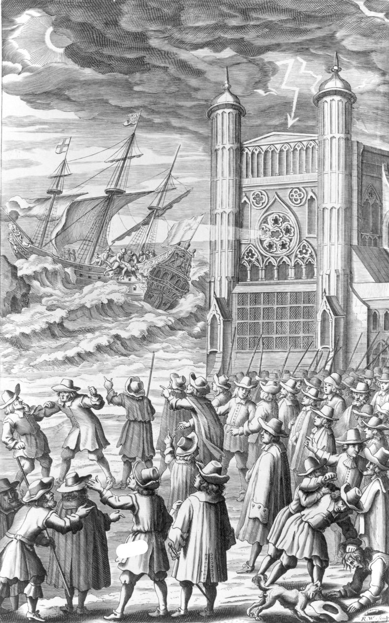 1649 में 17 वीं शताब्दी में किंग चार्ल्स I के आसपास की घटनाओं का एक रूपक द्वारा अंग्रेजी स्कूल