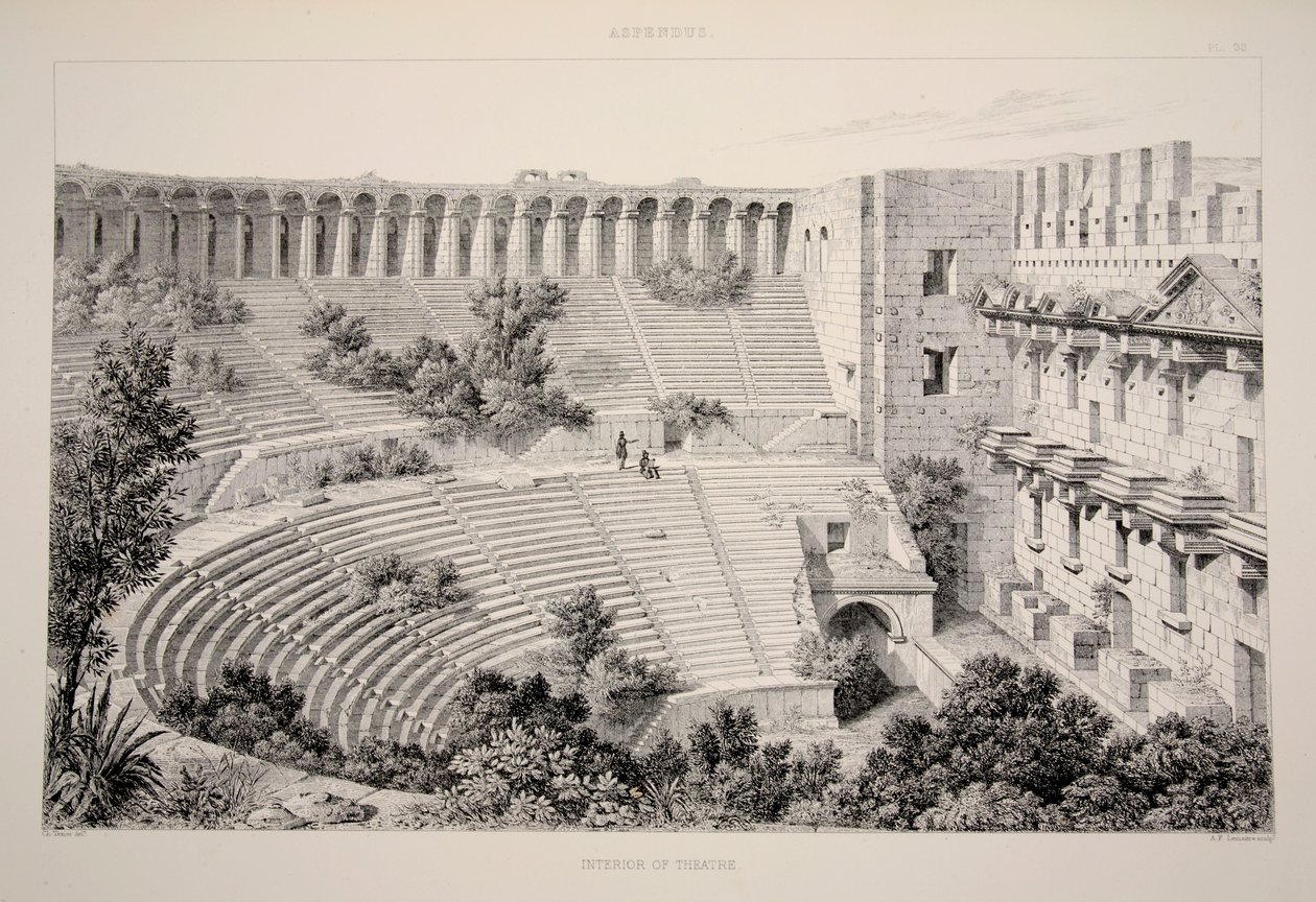 एस्पेंडु - थिएटर का इंटीरियर, पब। 1863 लिथोग्राफ। द्वारा अंग्रेजी स्कूल
