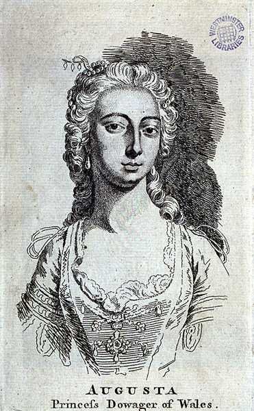 ऑगस्टा, वेल्स की राजकुमारी डोवेगर (1719-72), c.1751 (उत्कीर्णन) द्वारा अंग्रेजी स्कूल