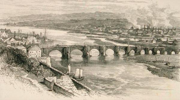बर्विक-ऑन-ट्वीड, नॉर्थम्बरलैंड c.1880 में, धार्मिक ट्रैक्ट सोसाइटी द्वारा प्रकाशित 'स्कॉटिश पिक्चर्स' से द्वारा अंग्रेजी स्कूल