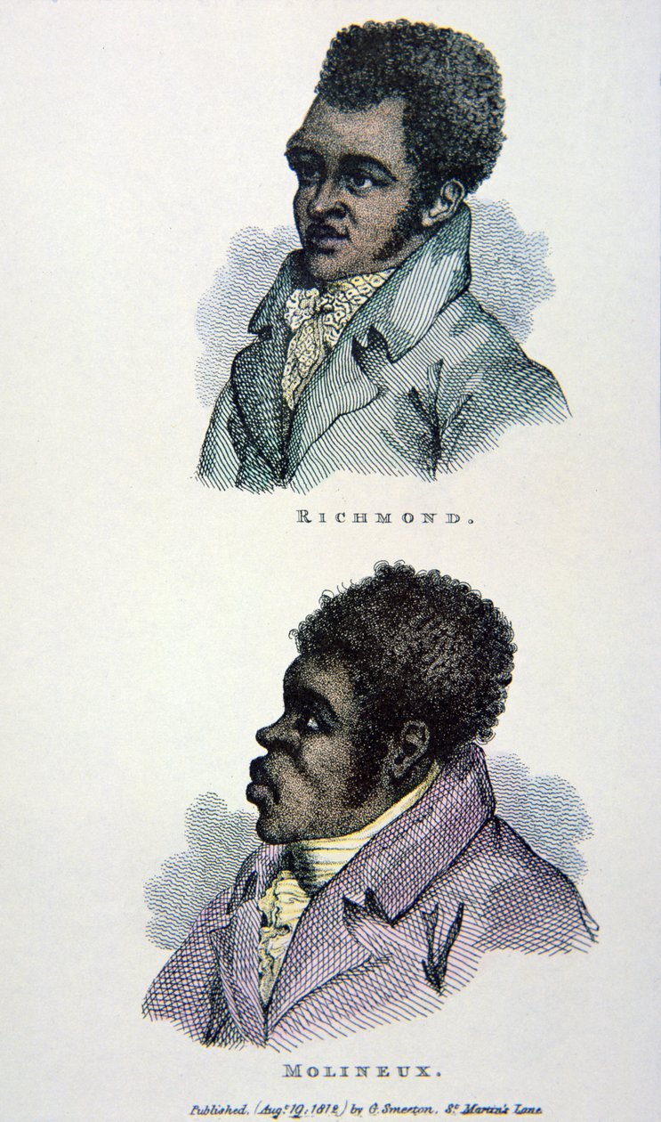 बिल रिचमंड और टॉम मोलिनेक्स, 1812 में प्रकाशित प्रिंट (कलर लिथो) द्वारा अंग्रेजी स्कूल