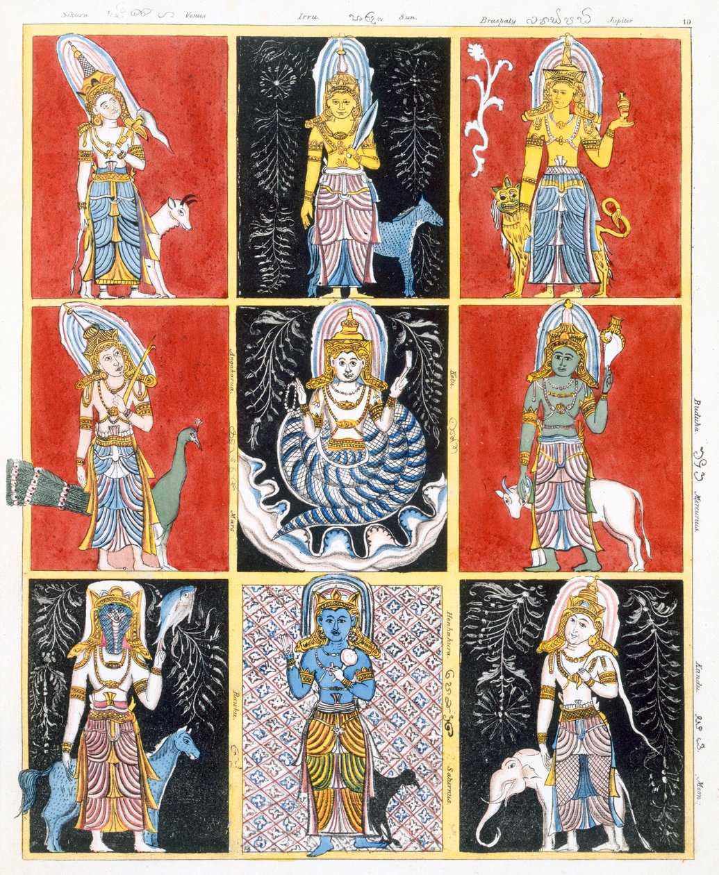 एडवर्ड उपम, 1829 द्वारा बौद्ध धर्म के इतिहास और सिद्धांत से सितारों, सूर्य और चंद्रमा का प्रतिनिधित्व करते हैं द्वारा अंग्रेजी स्कूल