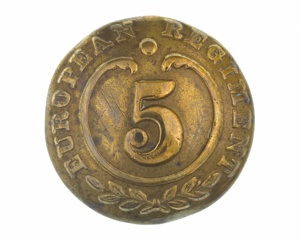 बटन, अन्य रैंक, 5 वीं बंगाल यूरोपीय रेजिमेंट, 1858-1860 द्वारा अंग्रेजी स्कूल