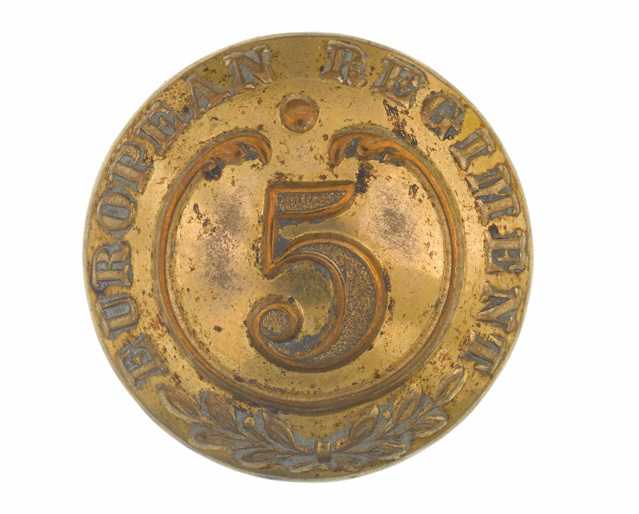 बटन, अन्य रैंक, 5 वीं बंगाल यूरोपीय रेजिमेंट, 1858-1860 द्वारा अंग्रेजी स्कूल