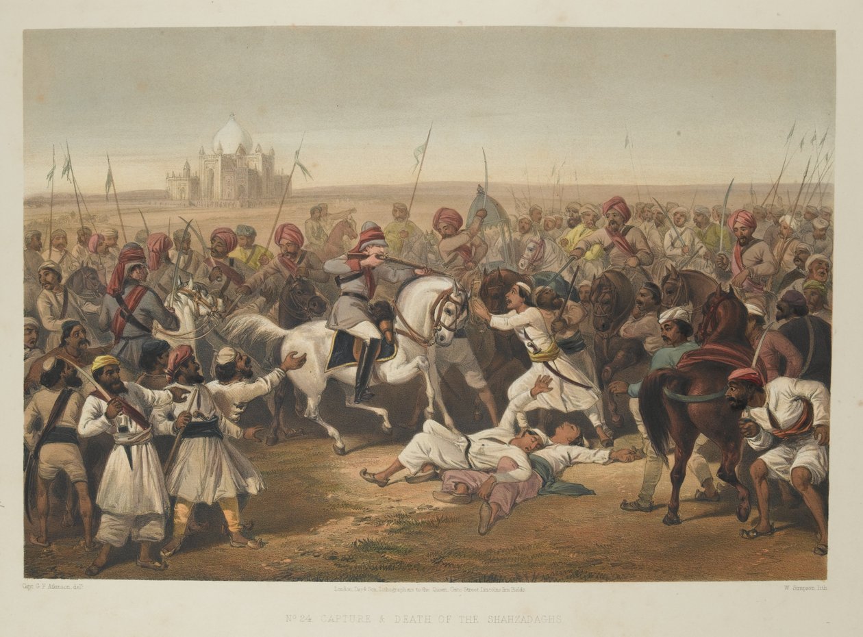 Capture शहजादगारों का कब्जा और मृत्यु ’, 1857 द्वारा अंग्रेजी स्कूल