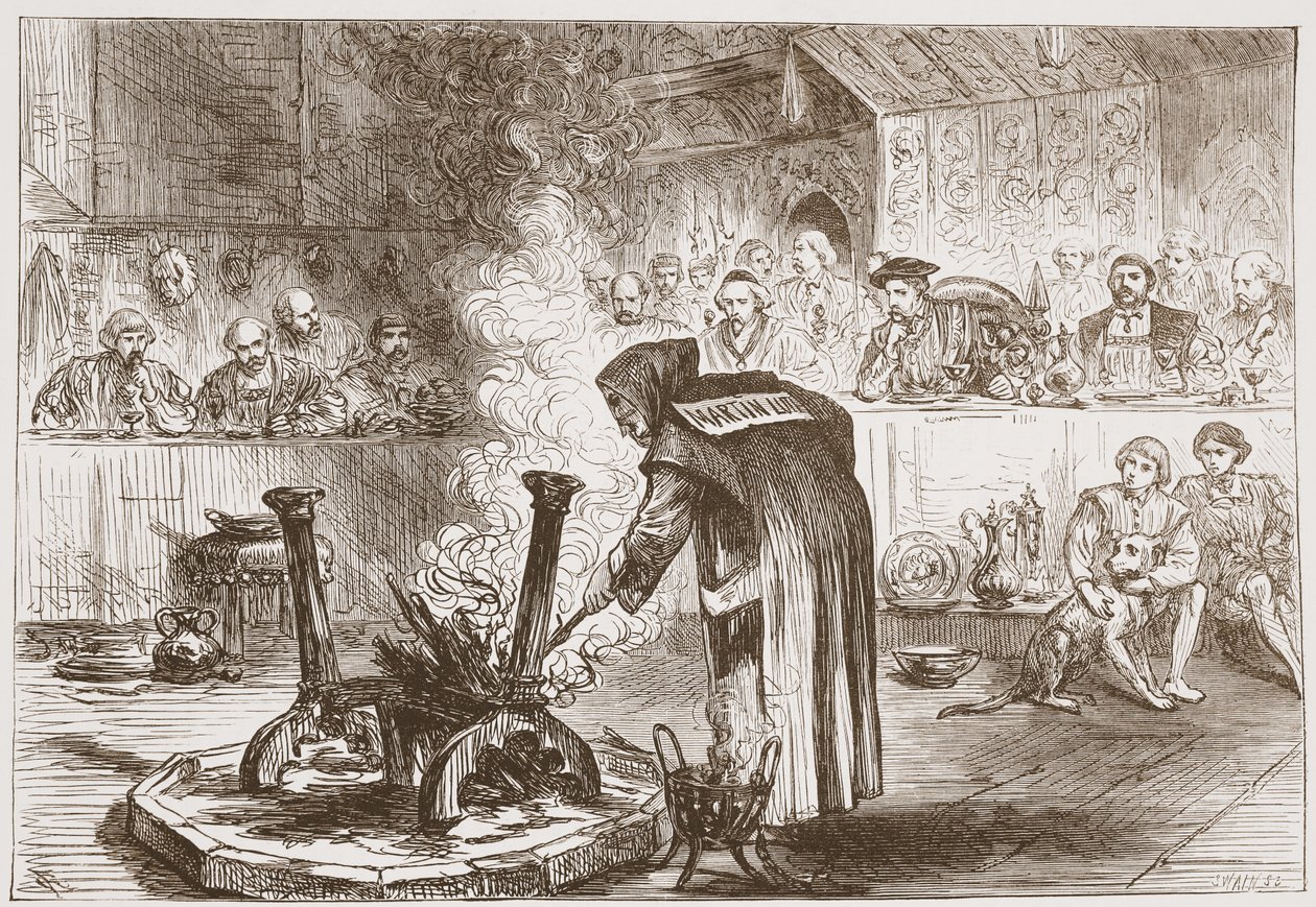 चार्ल्स प्ले ऑफ द मास्क देखते हैं, जेम्स एइटकेन वायली (1808-1890) द्वारा पब के प्रोटेस्टेंटवाद के इतिहास का चित्रण 1878 द्वारा अंग्रेजी स्कूल