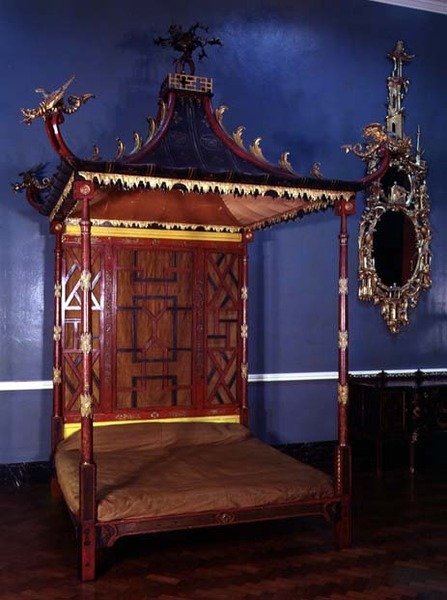 बैडमिंटन, ग्लॉस्टरशायर, 1750-54 से चीनी शैली चिप्पेंडेल बिस्तर द्वारा अंग्रेजी स्कूल