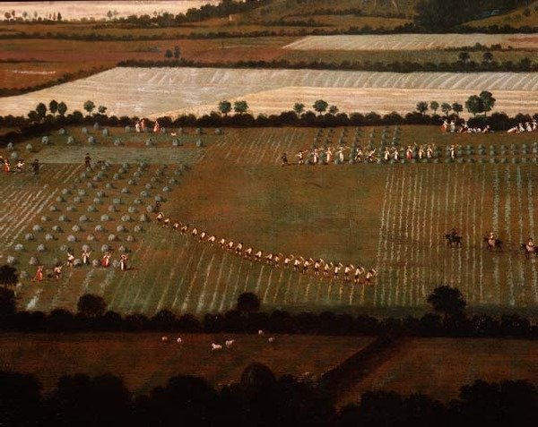 कंट्री राउंड डिक्सटन मैनर, c.1725 (कैनवास पर तेल) (18102 का विवरण) द्वारा अंग्रेजी स्कूल
