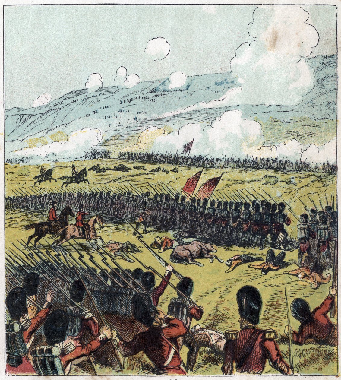 क्रीमी युद्ध (1853-1856): 20/09/1854 को रूसी सेना और एक ब्रिटिश, फ्रांसीसी और तुर्की गठबंधन के बीच अल्मा की लड़ाई। 'अल्मास की लड़ाई' द्वारा अंग्रेजी स्कूल