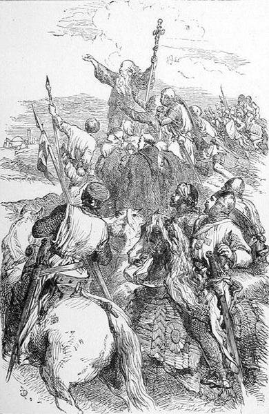 वार्ड, लॉक एंड कंपनी, लंदन (उत्कीर्णन) द्वारा प्रकाशित एमिल डी बोनेचोज द्वारा 'द हिस्ट्री ऑफ फ्रांस' से जेरूसलम की दृष्टि में आने वाले क्रूसेडर्स द्वारा अंग्रेजी स्कूल
