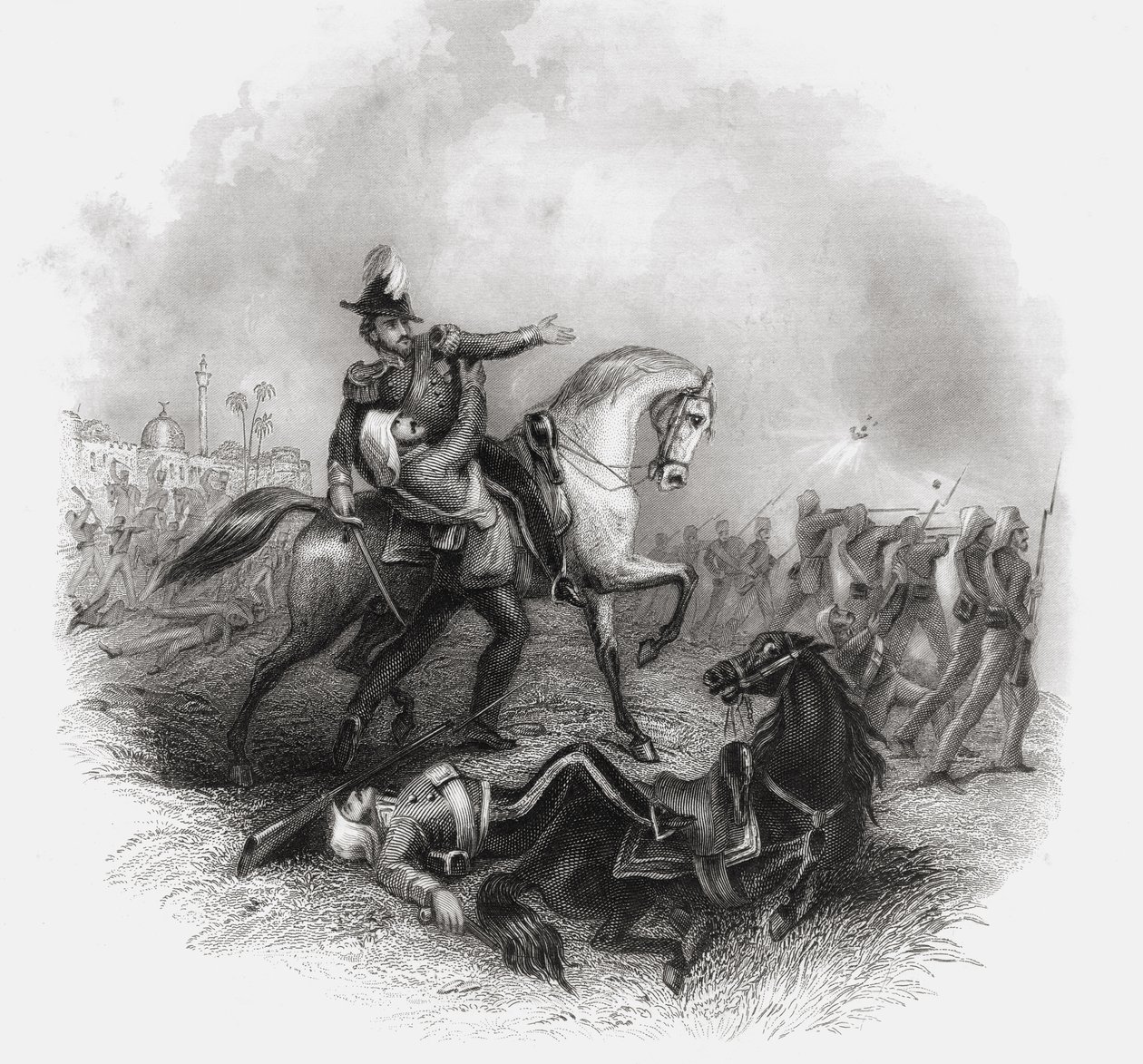 1868 में प्रकाशित &39;द हिस्ट्री ऑफ द इंडियन म्यूटिनी&39; से सर हेनरी मॉन्टगोमरी लॉरेंस की मृत्यु द्वारा अंग्रेजी स्कूल