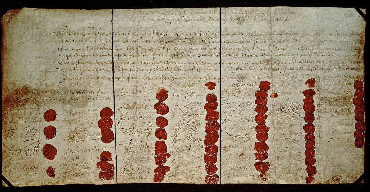 डेथ वारंट ऑफ चार्ल्स I (1600-49) 29 जनवरी 1648 (वास्तव में 1649) द्वारा अंग्रेजी स्कूल