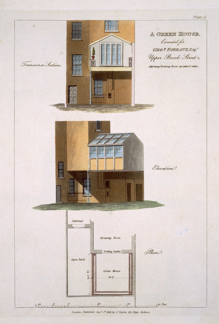 ए ग्रीन हाउस के लिए डिजाइन, जी। Farrant, 1806 के लिए निष्पादित द्वारा अंग्रेजी स्कूल