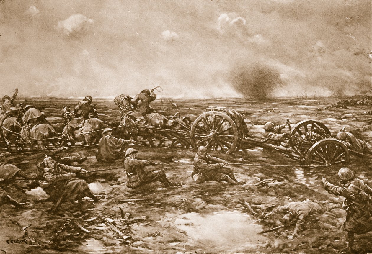 गन ट्रांसपोर्ट की कठिनाइयाँ, 1914-19 द्वारा अंग्रेजी स्कूल