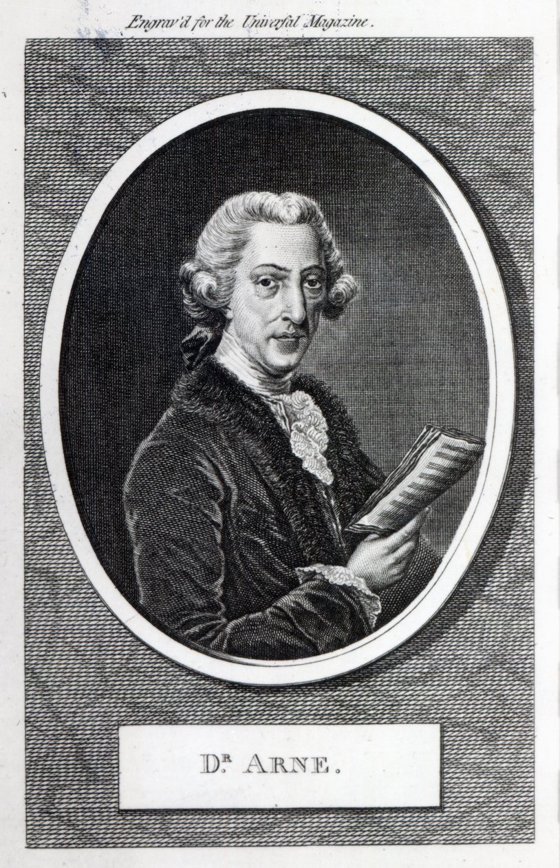 डॉ। अर्ने, &39;द यूनिवर्सल मैगजीन&39; के लिए उत्कीर्ण, 1787 (उत्कीर्णन) (bw फोटो) द्वारा अंग्रेजी स्कूल
