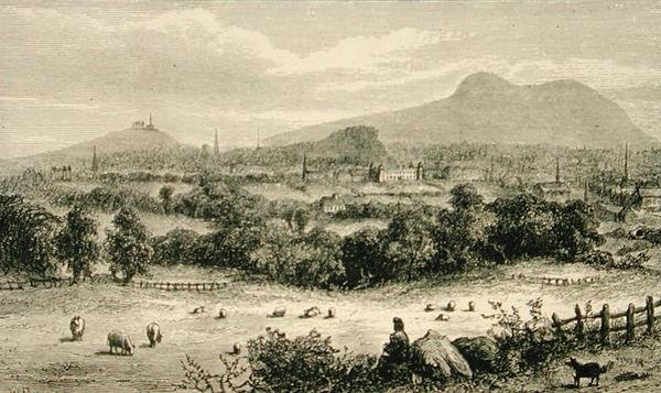 एडिनबर्ग सी.1880 में, रिलिजियस ट्रैक्ट सोसाइटी द्वारा प्रकाशित 'स्कॉटिश पिक्चर्स' से द्वारा अंग्रेजी स्कूल