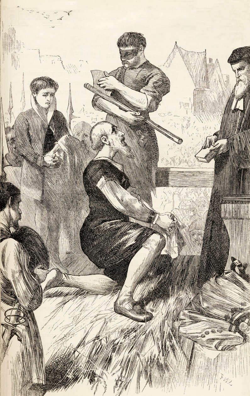 मचान पर एडवर्ड सेमोर ने अपने निष्पादन का इंतजार किया, c.1865 (लकड़ी की नक्काशी) द्वारा अंग्रेजी स्कूल