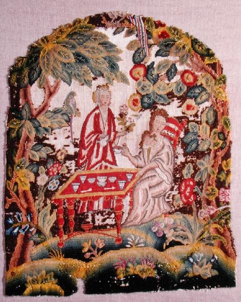 कशीदाकारी कुर्सी, c.1700 (कैनवास पर ऊन और रेशम) द्वारा अंग्रेजी स्कूल