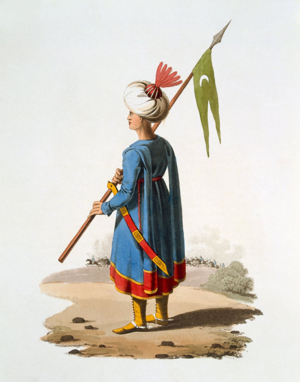1818 का अन्हिसा का वाहक, (रंगीन एक्वाटिंट) द्वारा अंग्रेजी स्कूल