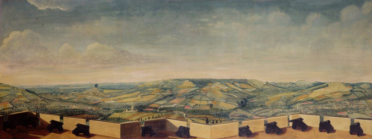 रोडब्रो किले से देखी गई व्यापक लैंडस्केप, c.1764 (विवरण के लिए देखें 65822, 65823 और 3707654) द्वारा अंग्रेजी स्कूल